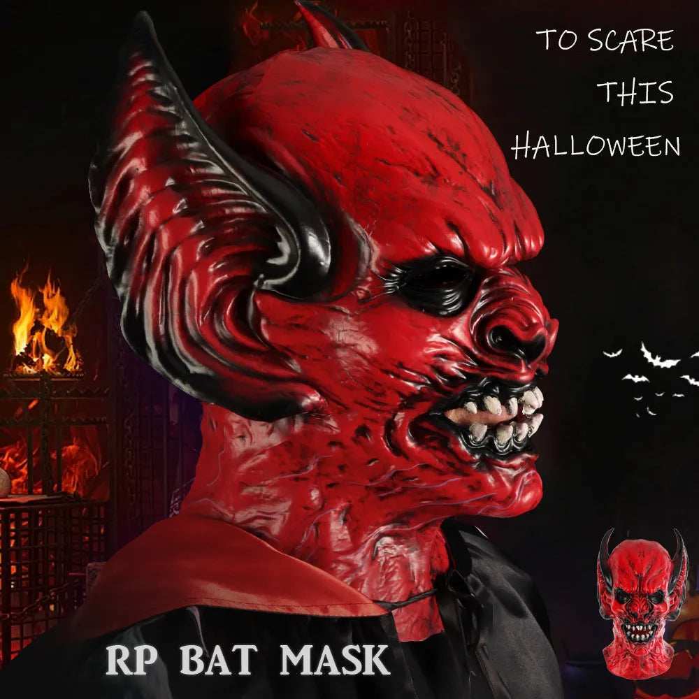 Red bat head cover mask made from RP foam for costume parties