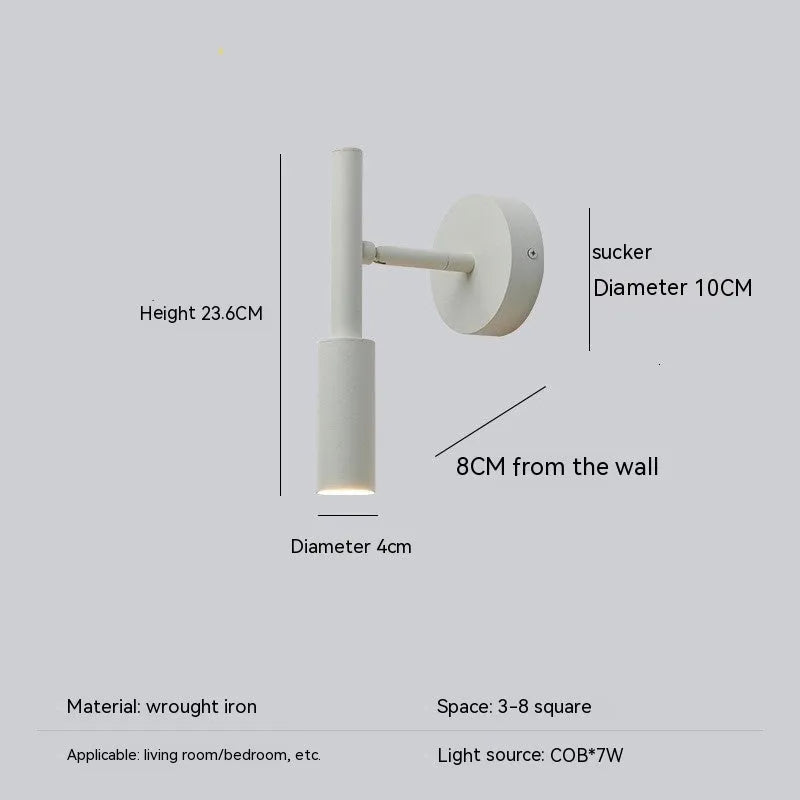 Modern wrought iron wall lamp in black finish with three-colour adjustable lighting