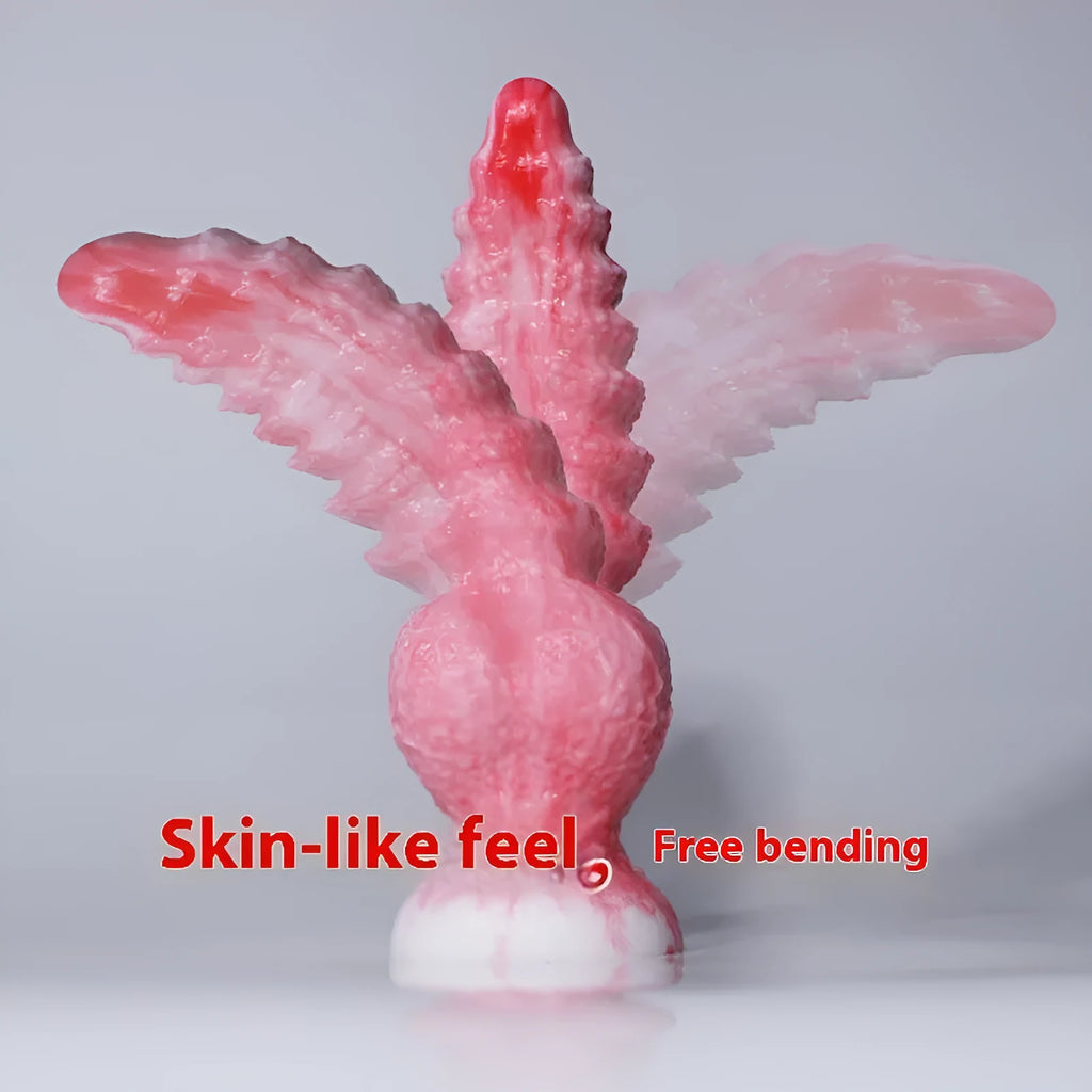 Pink penis-shaped silicone masturbation device for women