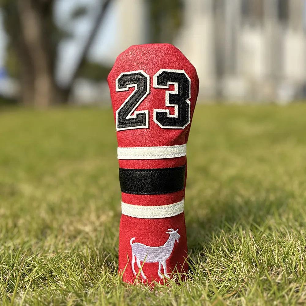 Ram No 1 fairway wood and square putter headcover set in black, red, white, or yellow PU material.