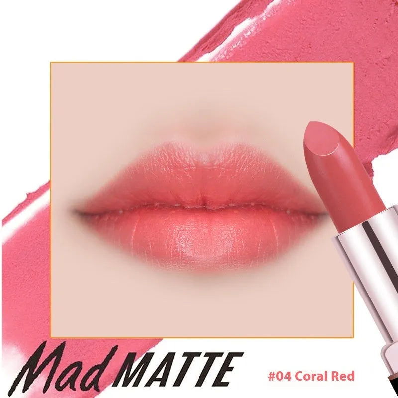 Fey Beauty Cameo Brown non-fading lipstick open and closed, showing nude shade and case.