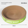 Green round cat scratching nest with 50cm diameter measurement showing integrated scratching surface