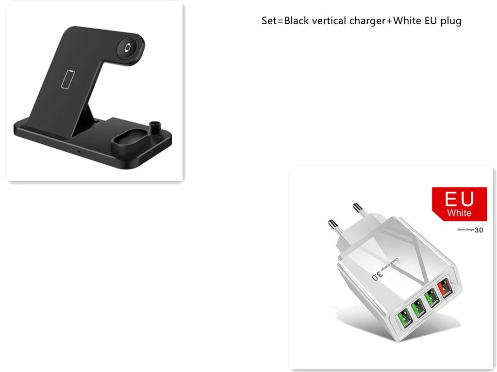 4-in-1 wireless charging station with adjustable stand for Apple Watch, iPhone, AirPods, and Apple Pencil