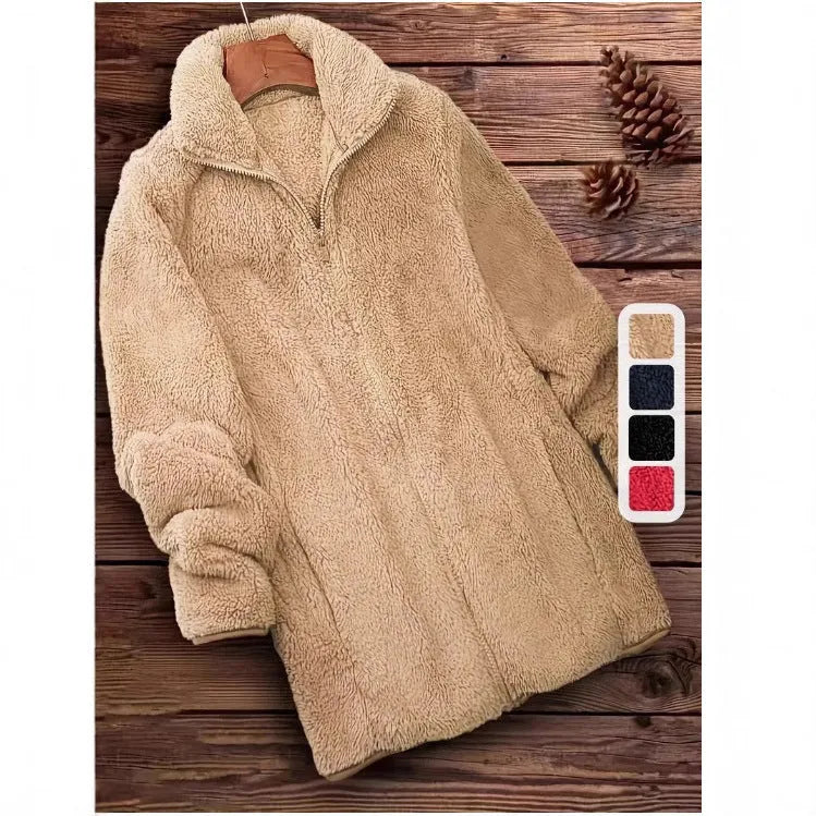 Double-sided fleece outdoor coat in polyester available in three colours with Asian sizing