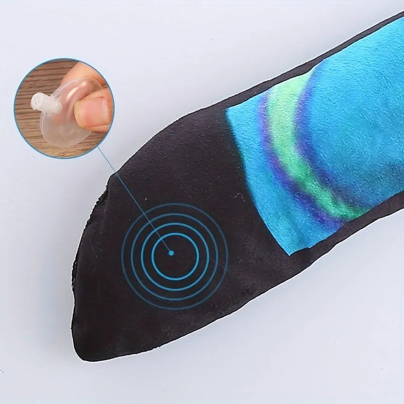 30 cm snake-shaped plush dog squeaky toy with stripe prints in multicolor