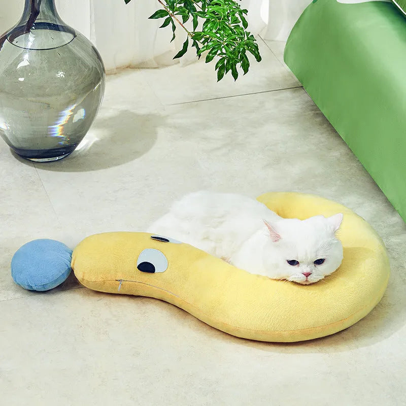 Blue rectangular pet pillow measuring 62cm by 39cm for cats and dogs.