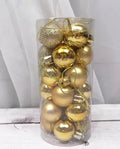 3cm diameter Christmas ball decorations in multiple colours including gold, red and silver