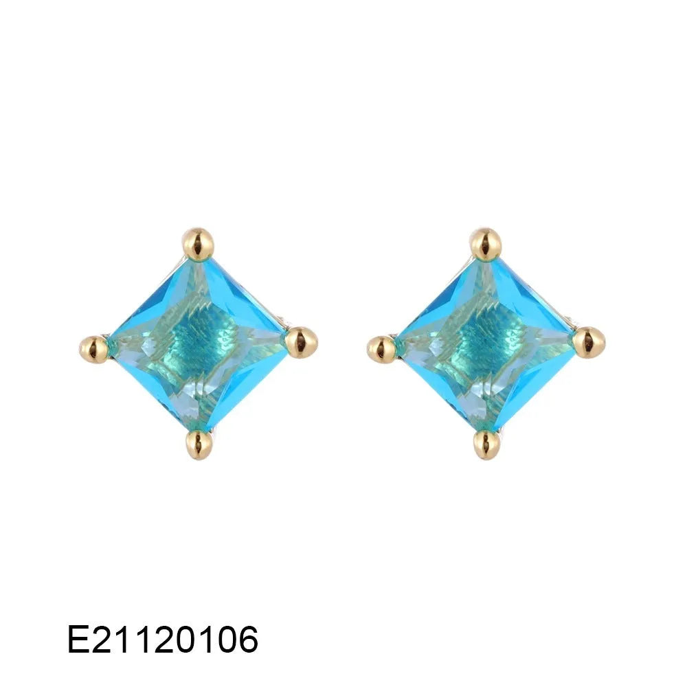 Gold-plated drop earrings with a candy-coloured finish and pear-shaped zircon detail.
