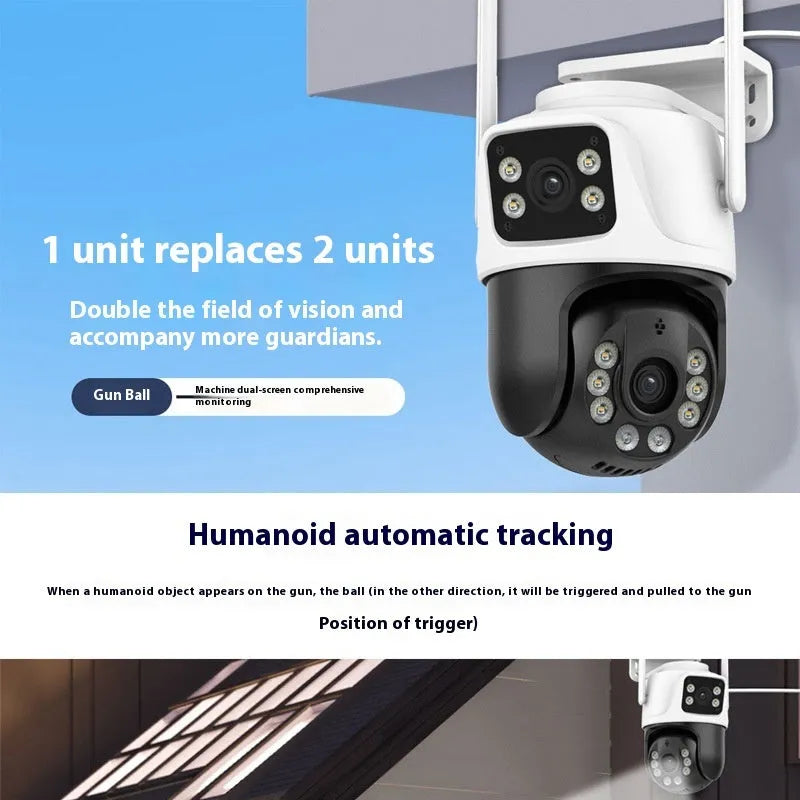 Wireless outdoor CCTV security camera with dual-screen monitor for remote home surveillance
