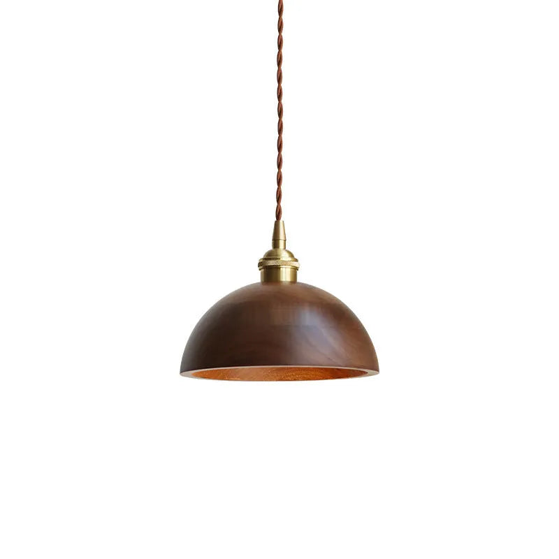 Single-head black walnut and copper droplight chandelier with a leisure window design
