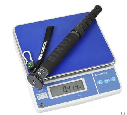 Black carbon fibre SLR camera monopod extended to 1540mm height
