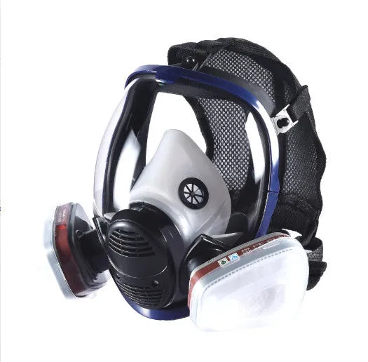 Blue edge spherical full mask with silicone trapezoidal canister and KN95 protection