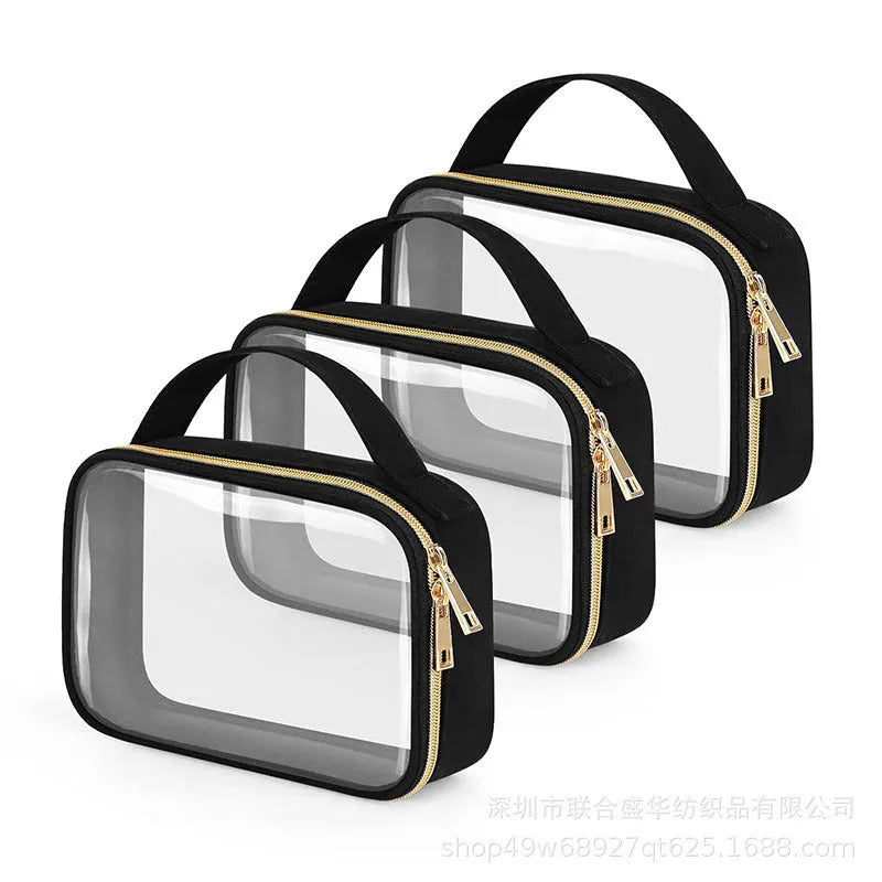 Transparent PVC lipstick storage wash bag with chain, 7.85-inch size, multiple colour options