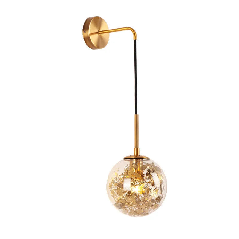 Glass wall lamp with floral pattern in choice of golden or silver finish
