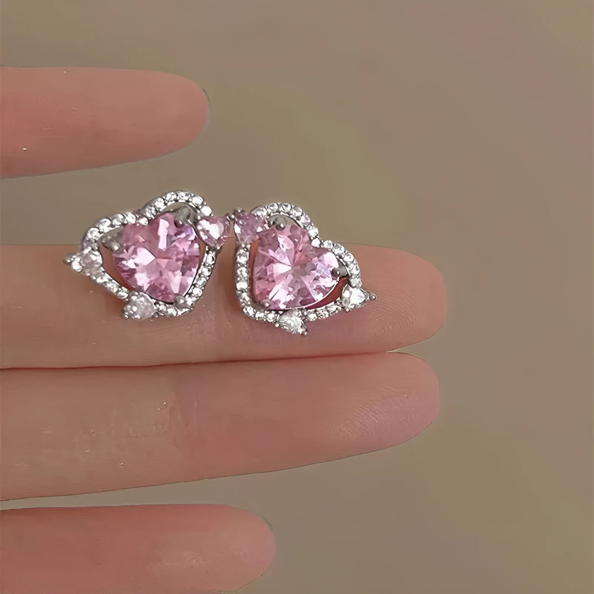 Guardian Heart Stud Earrings for women showing white K colour heart shape on copper base