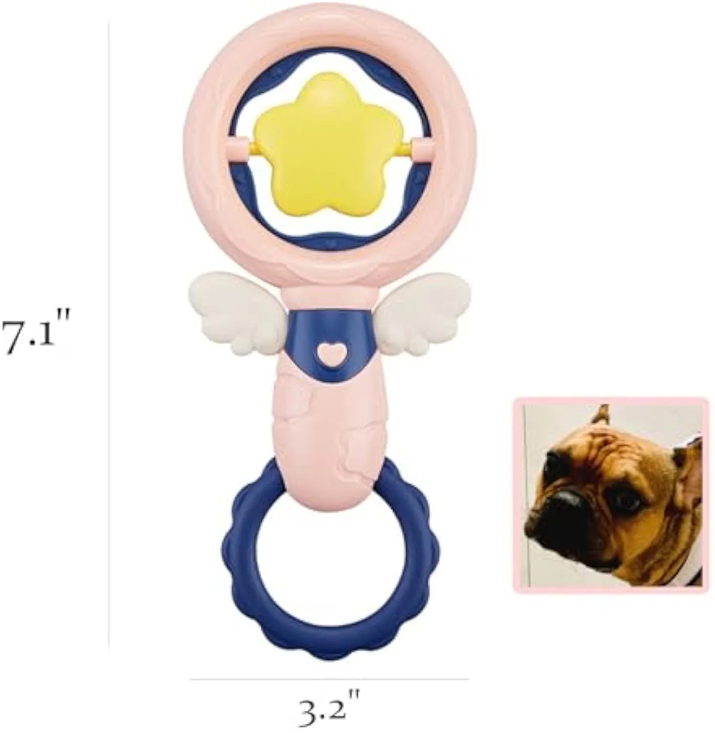Pink interactive dog chew toy set with cleaning ridges and anti-swallow rings for large breed dogs