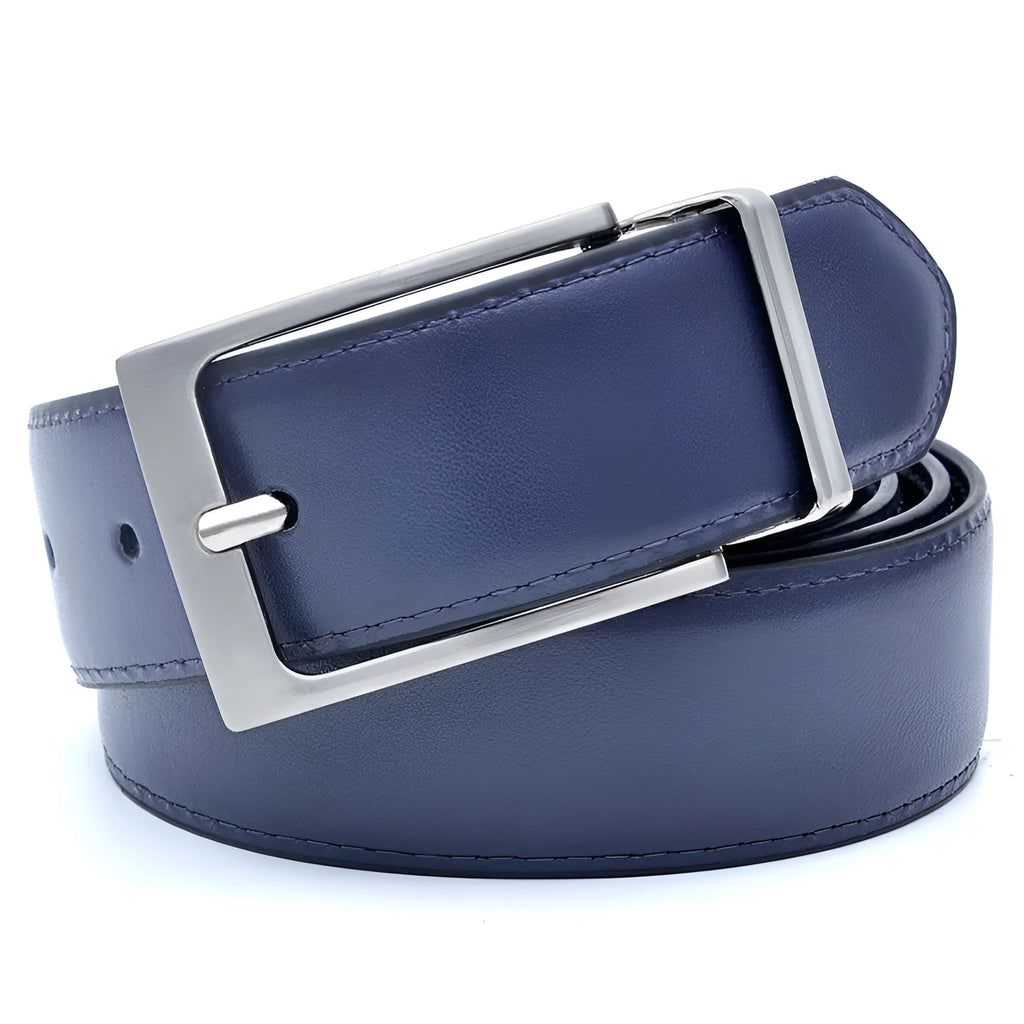 Men's genuine leather casual belt with rotating alloy pin buckle in brown/black colour