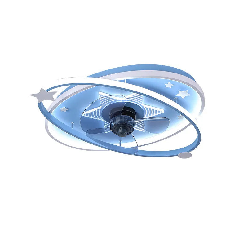 Modern blue children's bedroom chandelier with remote control and acrylic shade