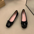 Retro ballet-inspired Mary Jane shoes with square toe, bow detail, and a mid heel, shown in apricot colour.