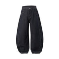 Men's wide leg denim trousers in original cow colour with American fashion styling