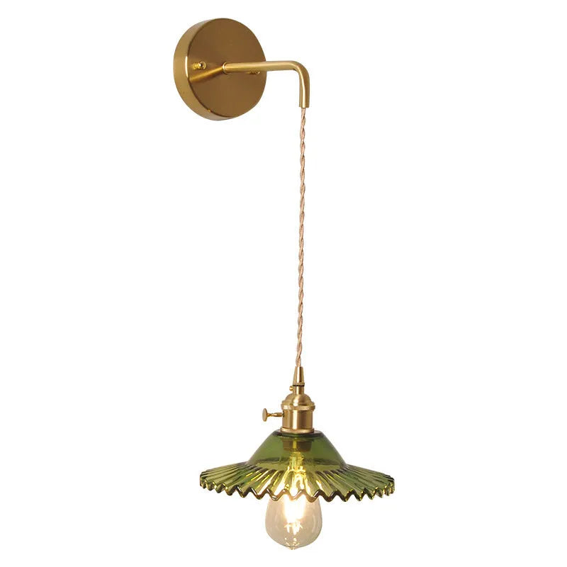 Retro copper and glass lotus wall lamp in six colour options, diameter 22cm.