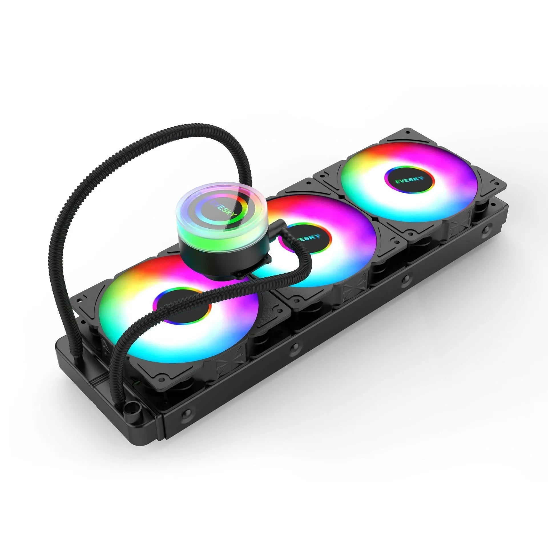 CPU radiator cooling fan with RGB lighting in aluminium construction for gaming PC