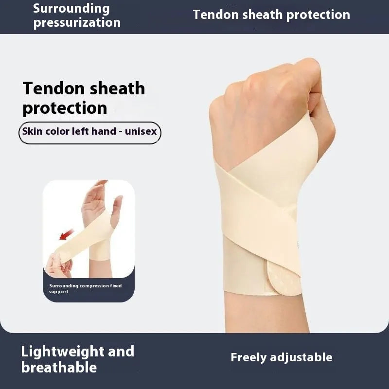 A pair of adjustable athletic wristguards in black, shown on a wrist.