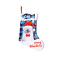 Printed cloth Christmas wall hanging with puppy and cat designs in traditional American plaid style