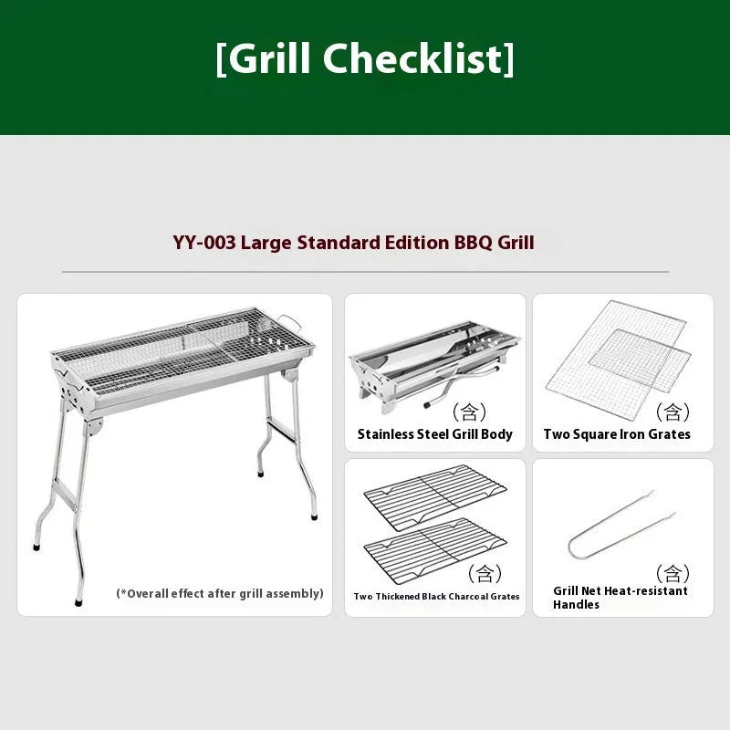 Stainless steel flip barbecue oven with charcoal grills and cooking nets