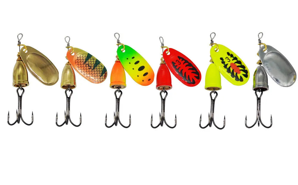 R composite rotating sequins copper bell metal fishing lure in multiple colour options