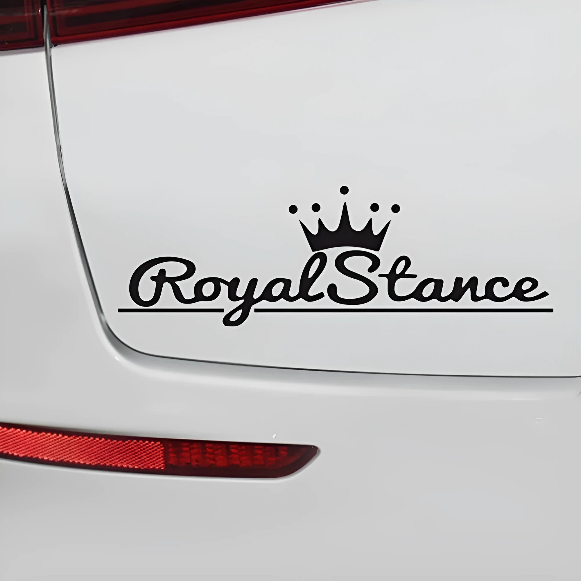 Colourful reflective crown design vinyl car sticker decal showing dimensions of 30cm by 12cm.