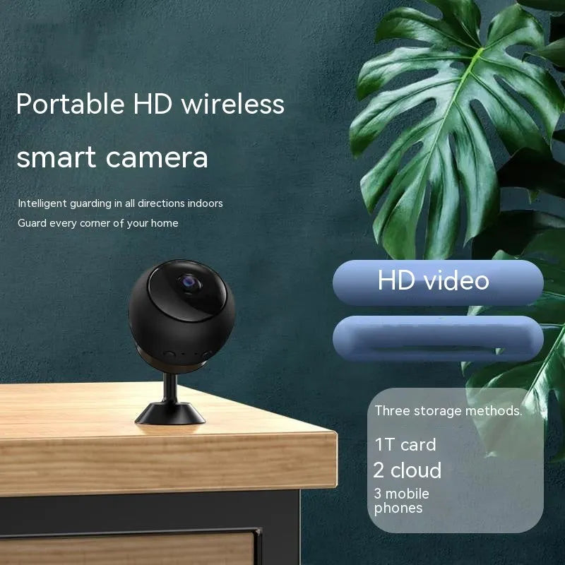 1080p wireless Wi-Fi surveillance camera with ABS housing and USB cable