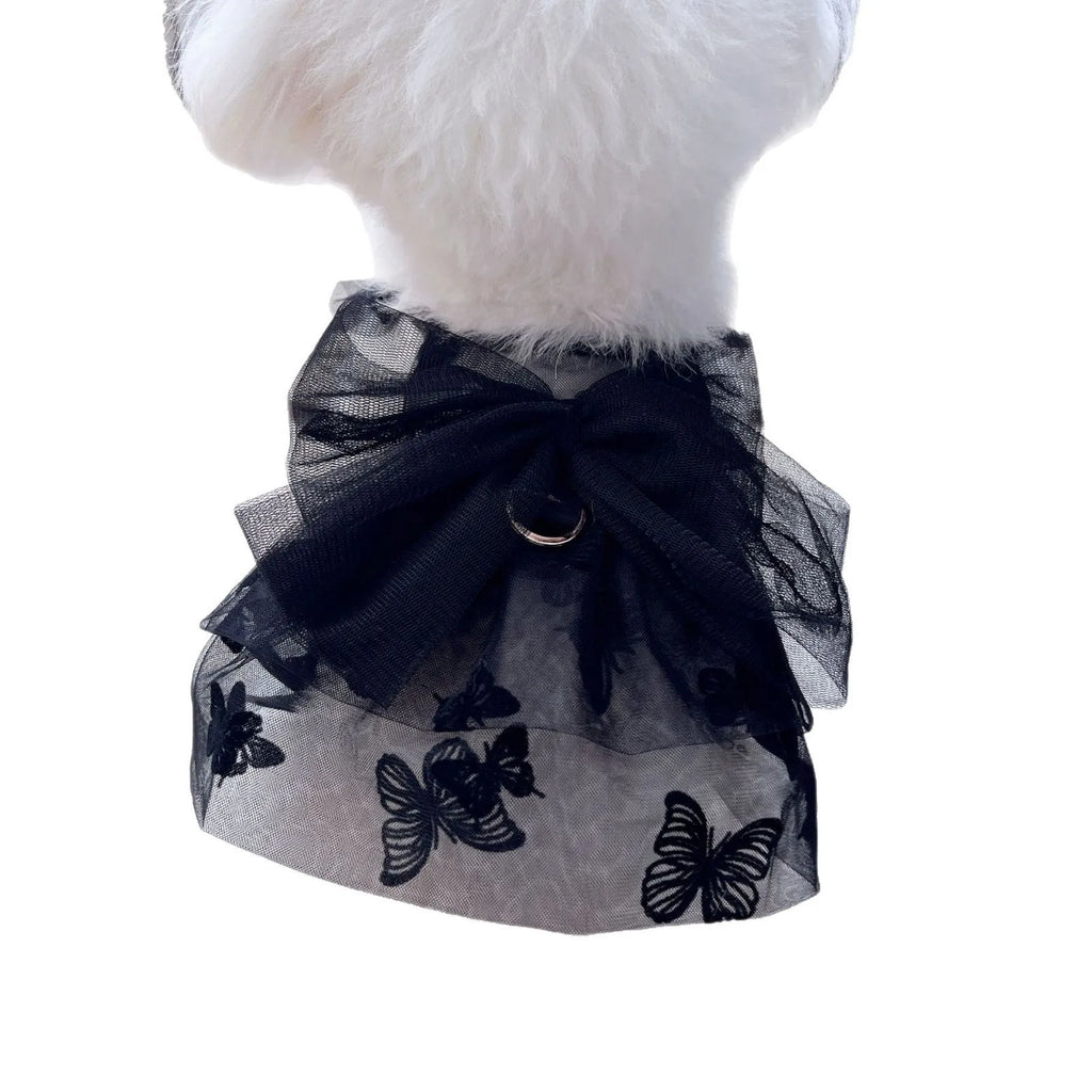Black gauze princess tulle skirt for small dogs and cats in five measured sizes