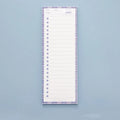 Cartoon character sticky note pad in a plastic storage box showing colourful striped and bear designs