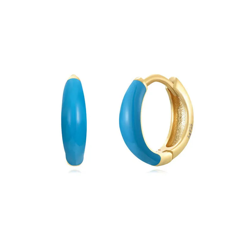 Geometric U-shaped oval earrings with colour epoxy finish in seven colour options