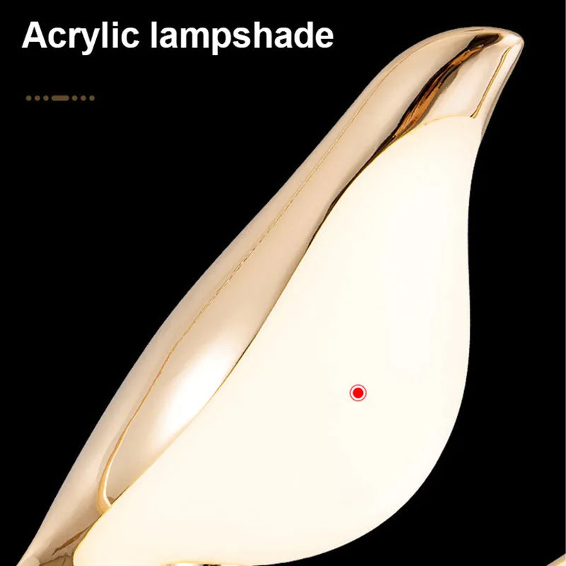 Modern minimalist magpie bird silhouette LED chandelier ceiling light fixture.