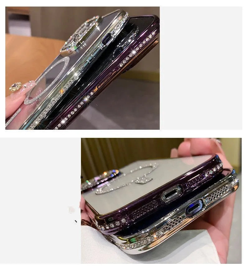 Magnetic wireless iPhone case with electroplated back plate in deep purple colour