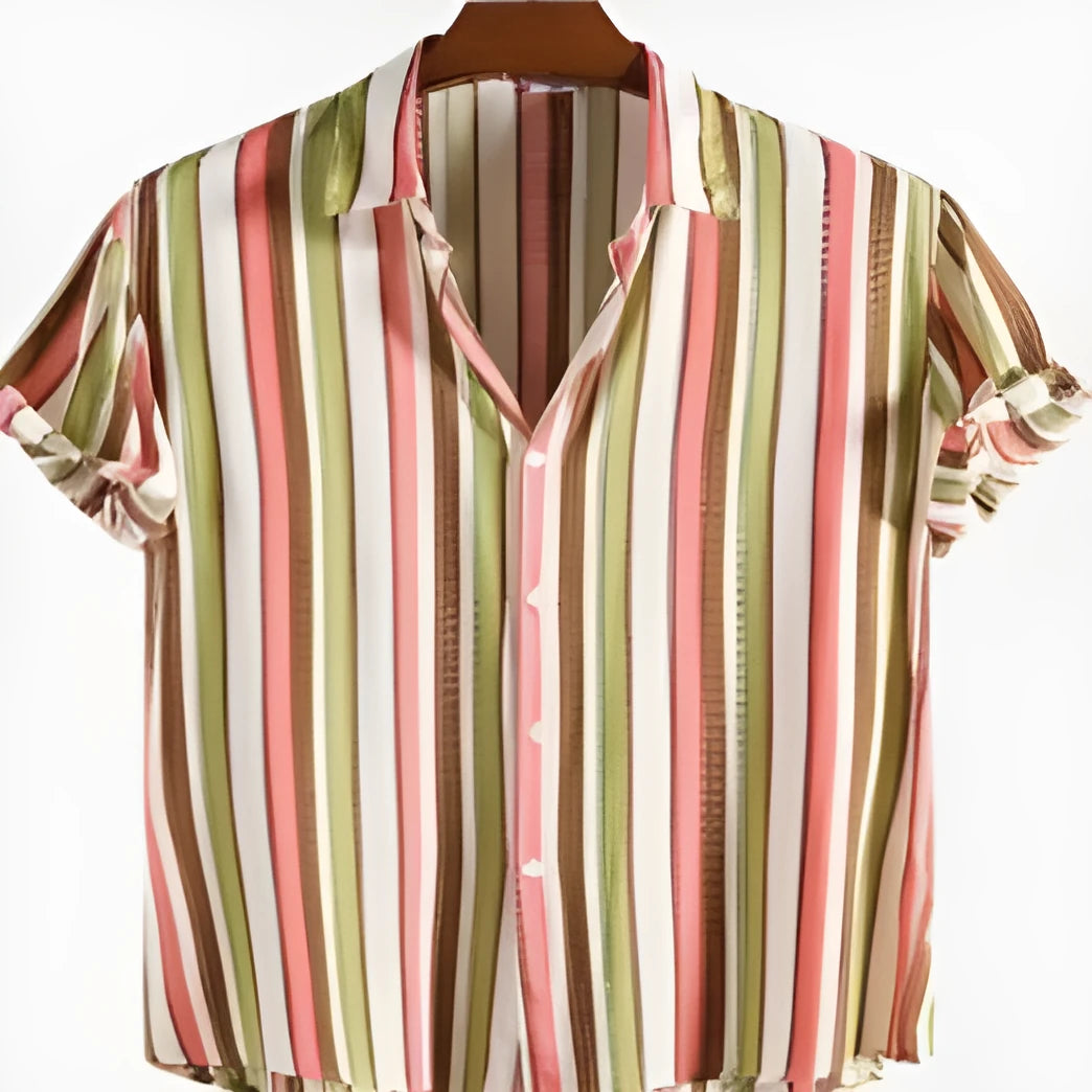 Men's digital print short sleeve summer shirt in polyester with graphic design