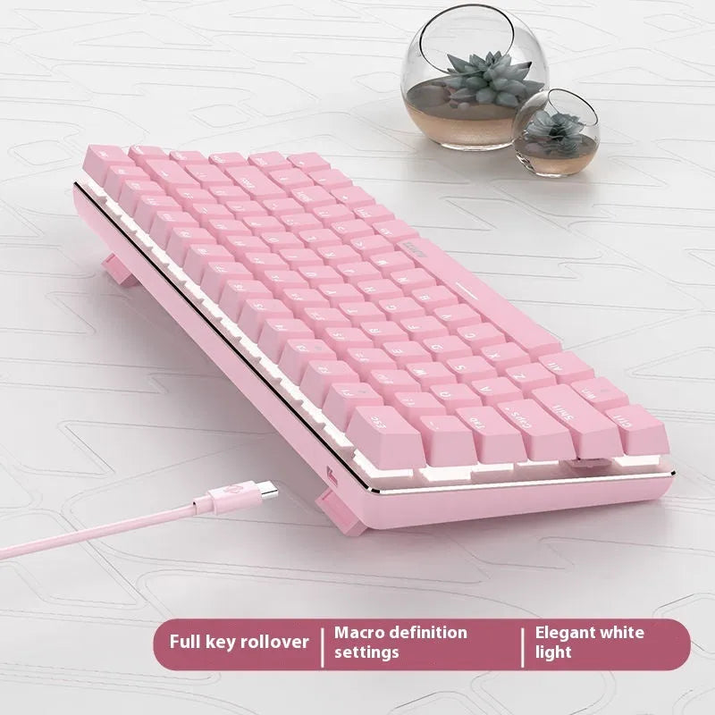 82-key mechanical keyboard with white backlight and metal casing