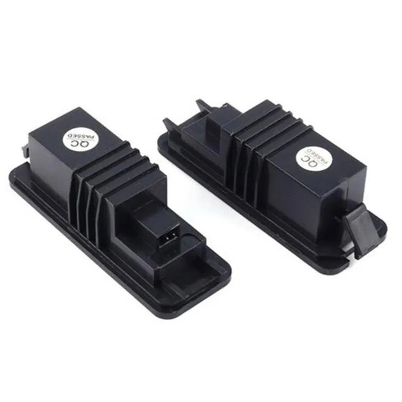 Volkswagen LED licence plate light unit for Golf, Polo, Phaeton models with plug connector.