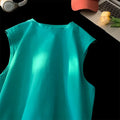 Men's loose fit cotton sleeveless tank top in solid colours showing front view