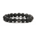 Geometric volcanic rock agate bracelet in Volcano colour with stainless steel, showing 10mm stone and 19mm size.