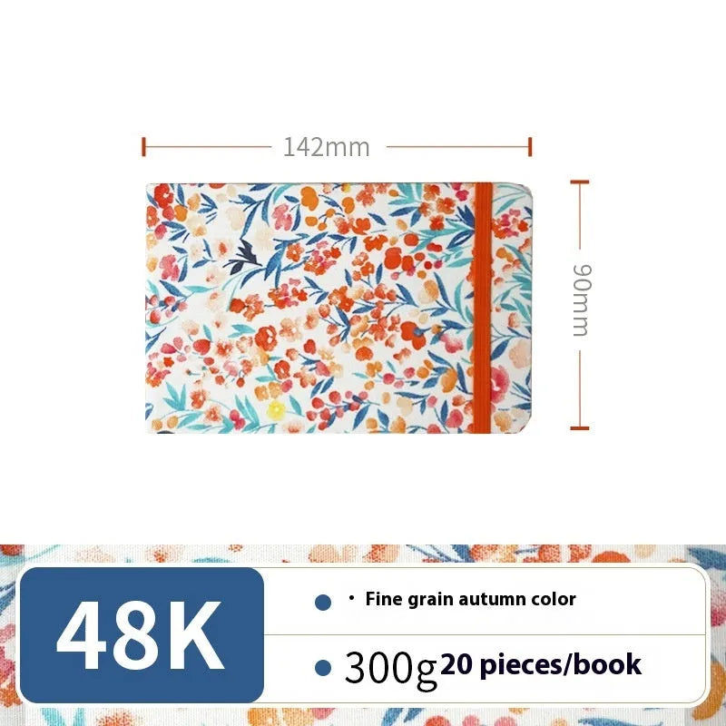 Feiluniao handmade fabric watercolour sketchbook with decorative cover, shown at 185mm length.