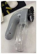Grey portable pet hair vacuum cleaner with massage brush for dog and cat grooming