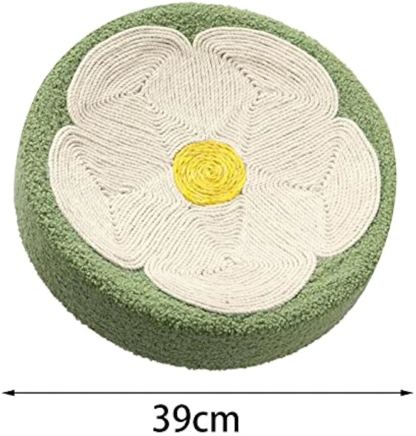 Green round cat scratcher bowl lounge bed with sisal material, 39cm diameter