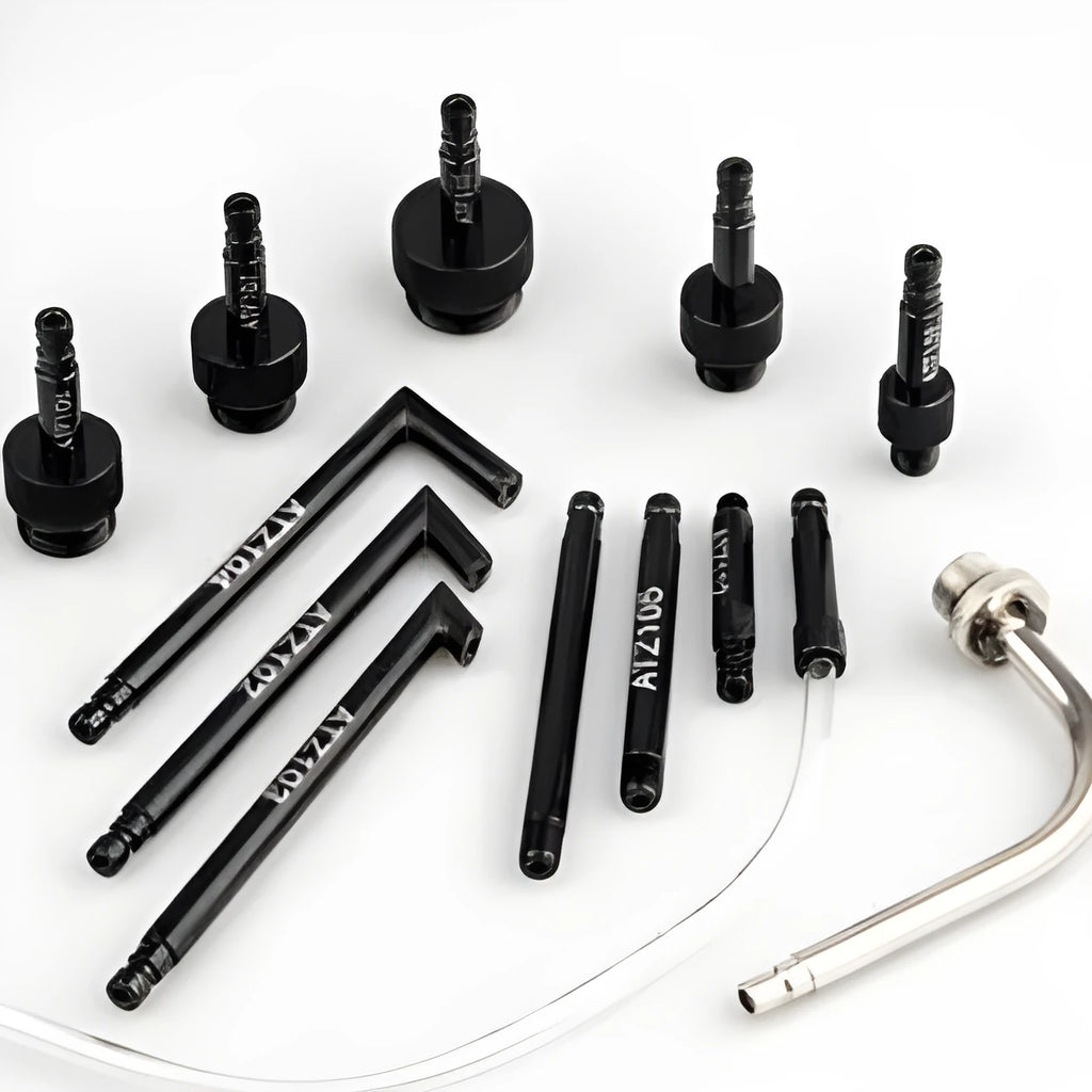 Automatic transmission oil refuelling machine with transmission injector tool and 13-piece fittings kit