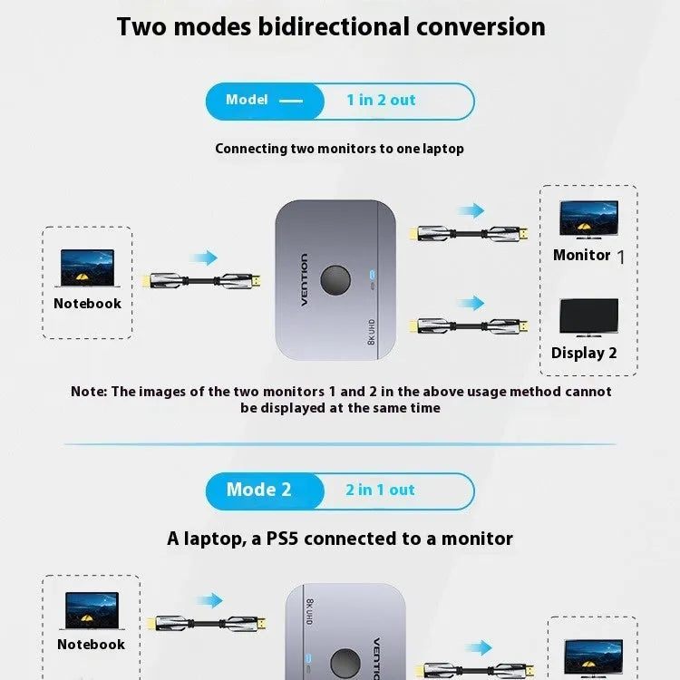 Grey alloy computer cable separator with HD audio video conversion for television connections