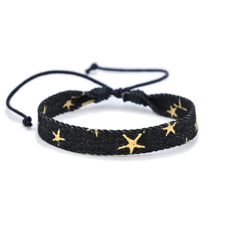 Denim fabric carrying strap bracelet with national style design in various colour options