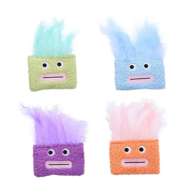 Big mouth explosion head shaped catnip plush toy in four colour options for cats