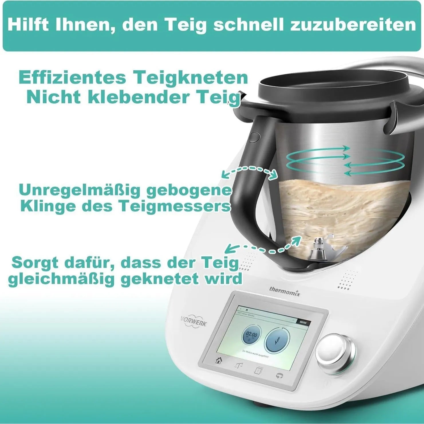 Stainless steel dough knife with ceramic blade for Thermomix TM6 and TM5 mixing machines